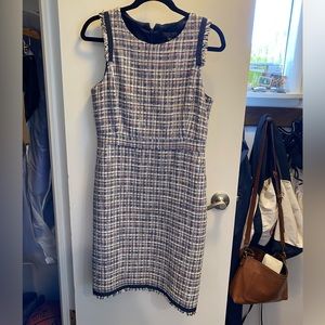 J.Crew Tweed Resume Dress Navy Cream Red Size 10